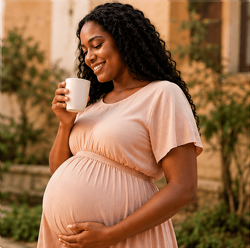 Illustrative portrait of a pregnant woman